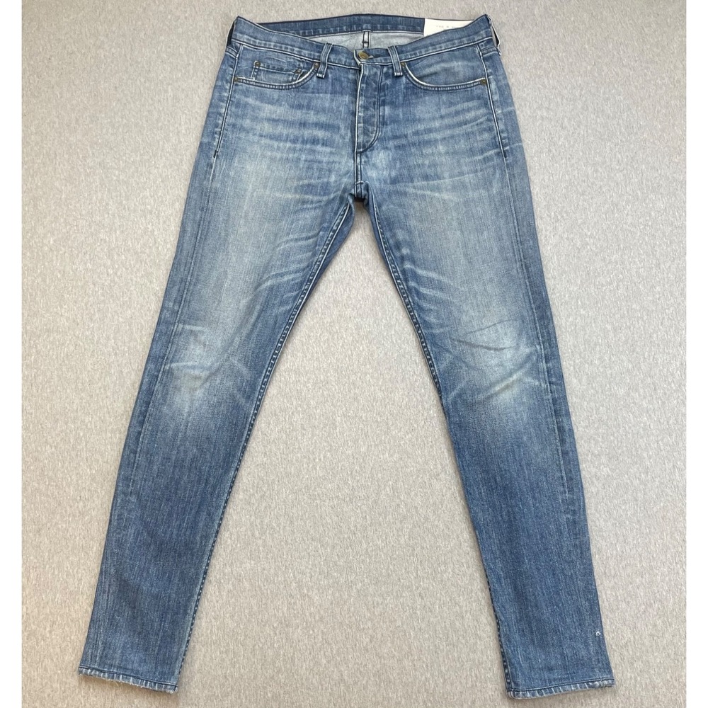 Rag & Bone Jeans Mens 31 Blue Cotton Blend Extra Slim Button Fly